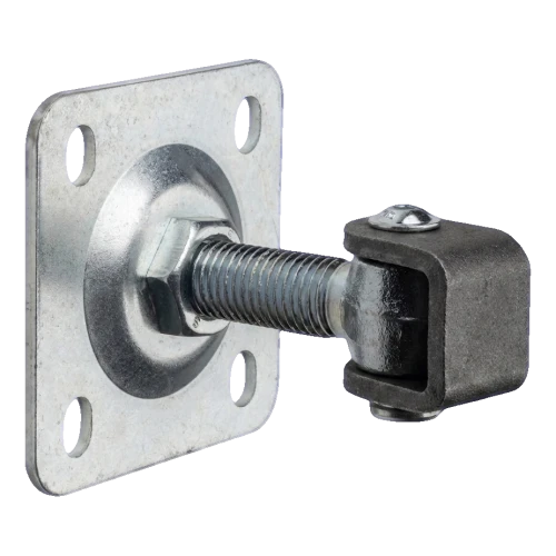 PSG regulovateľný záves pre brány M20 so štítom 100×100 mm pozinkovaný – čierne ucho 001-373 (1)