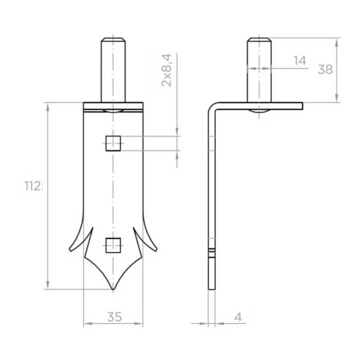 Ozdobný čap pásového závesa fi 14 mm pre krídlové brány – na priskrutkovanie 001-510 (2)