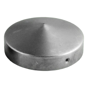 Oceľová kruhová strieška na oplotový stĺpik Fi 60 mm – surová