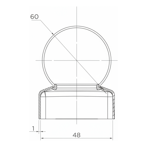 Oplotový kovový striešok na stĺpik Fi 48 mm s ozdobnou guľou Fi 60 mm 001-591 (2)