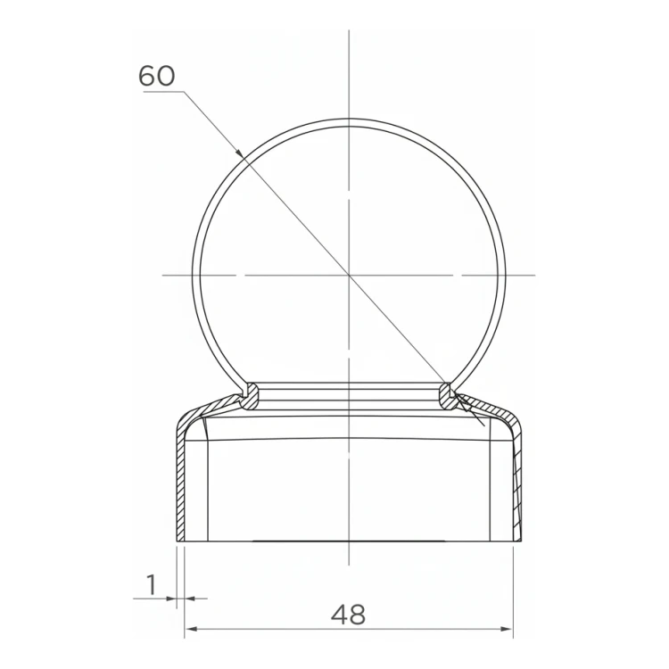 Oplotový kovový striešok na stĺpik Fi 48 mm s ozdobnou guľou Fi 60 mm 001-591 (2)