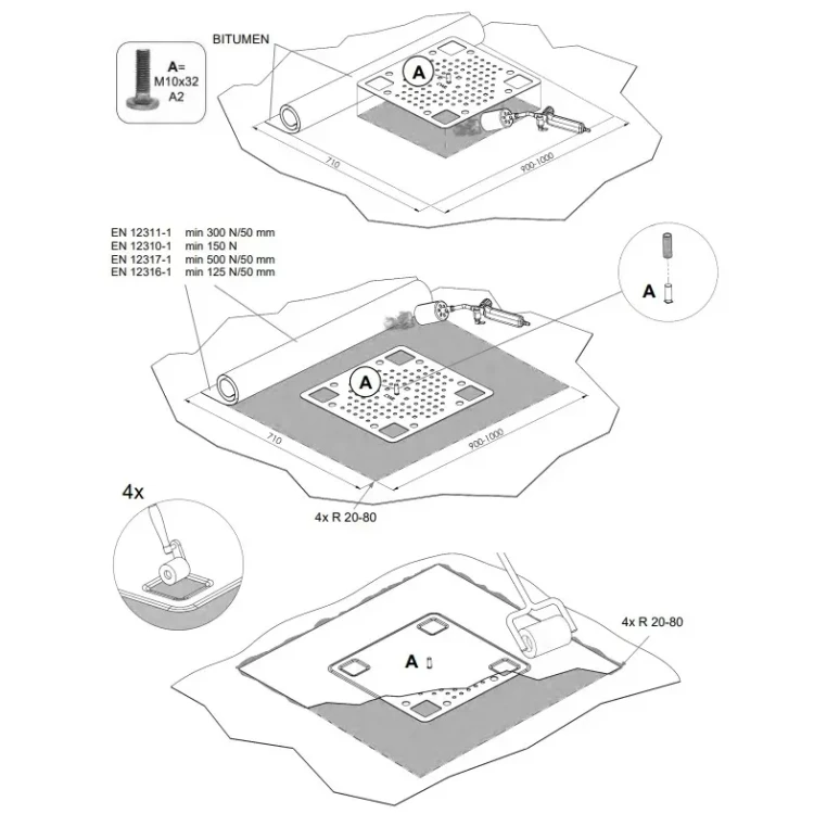 Upevňovacia doska pre Strešnú krytinu 375x375mm CWL PV-27-02 (6)