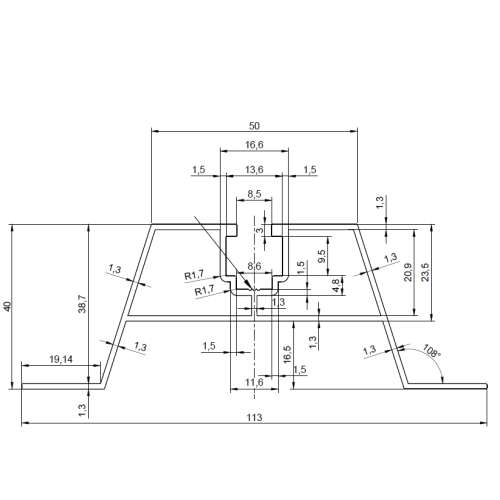 Hliníkový trapézový mostík H100 L330 s tesnením EPDM 2 mm na montáž FV panelov 001-779 (2)