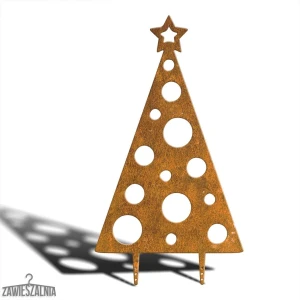 Záhradná dekoratívna vianočná stromček XXL 92 cm z cortenovej ocele, vzor bodky