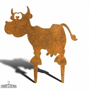Záhradná dekorácia z cortenovej ocele Kravička Zosia M 39 cm – zapichovacia figurka