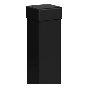 Plotový stĺpik oceľový 80×80 mm čierny RAL 9005 – 2,0 m so záslepkou