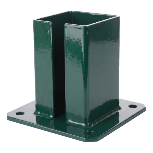 Oceľová základová patka pre plotový a bránový stĺpik 100×100 mm zelená RAL 6005 000-791 (2)