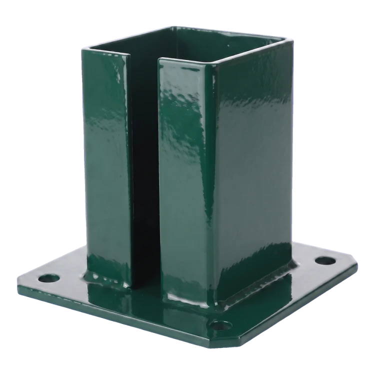Oceľová základová patka pre plotový a bránový stĺpik 100×100 mm zelená RAL 6005 000-791 (2)