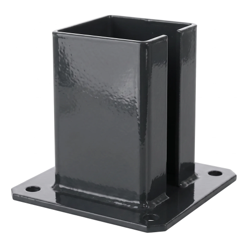 Oceľová základňa pre plotový stĺpik 100×100 mm – montážna pätka grafit RAL 7016 000-792 (1)