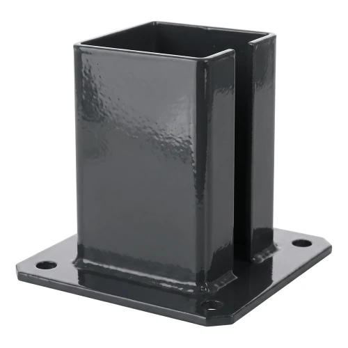 Oceľová základňa pre plotový stĺpik 100×100 mm – montážna pätka grafit RAL 7016 000-792 (1)