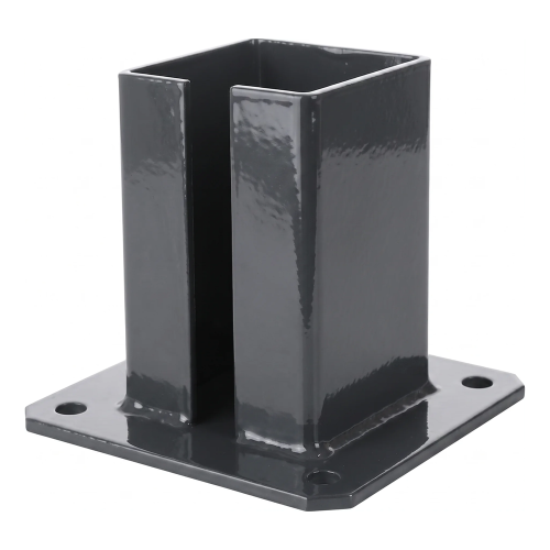 Oceľová základňa pre plotový stĺpik 100×100 mm – montážna pätka grafit RAL 7016 000-792 (2)