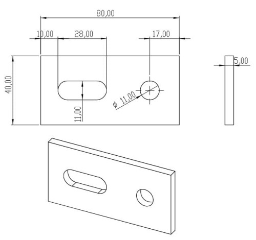Hliníkový Adaptér 40x80x5 PV-07-05 (1)