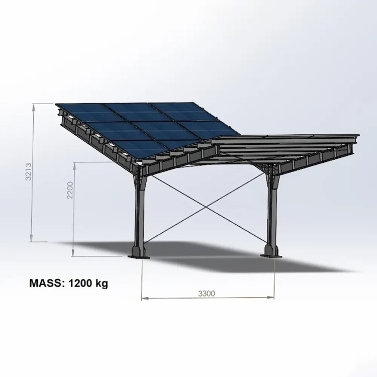 Prístrešok pre auto Fotovoltaická búda pre 2 vozidlá T 11,4m x 3,3m Solárne parkovisko GPV-101-08 (3)