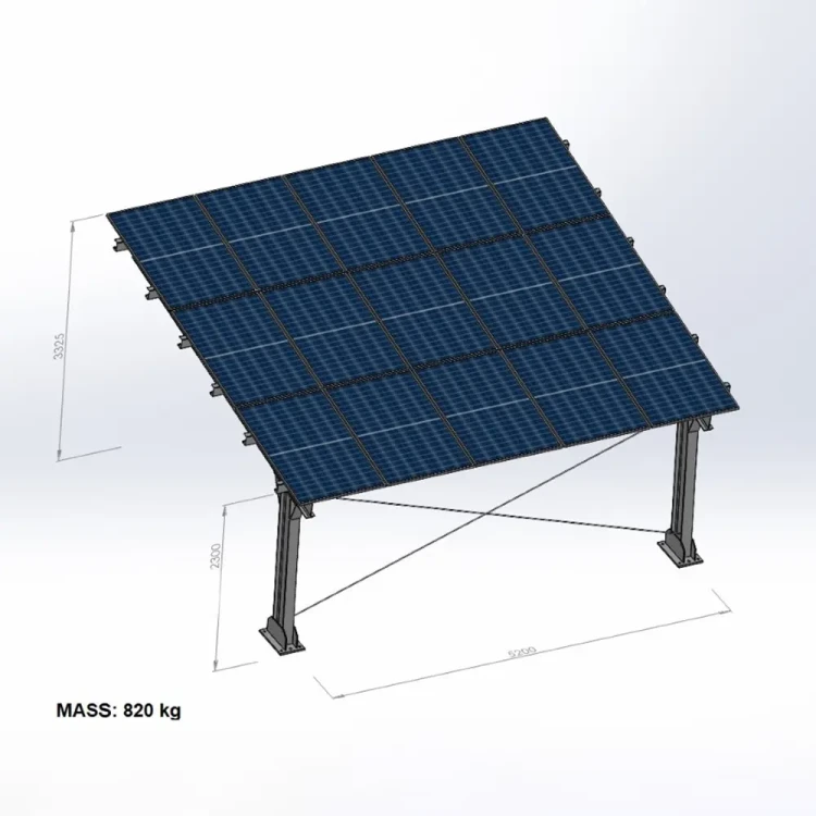 Prístrešok pre auto Fotovoltaická búda pre 2 vozidlá L 5,7m x 5,2m Solárne parkovisko GPV-101-14 (4)