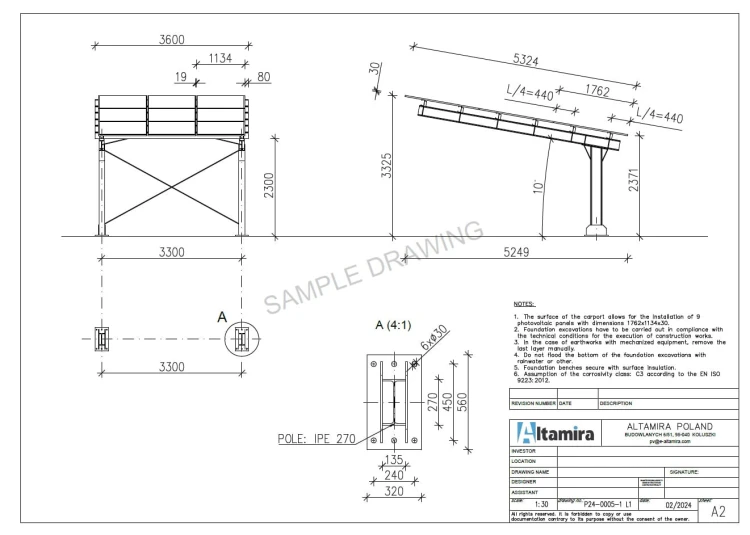 Prístrešok pre auto Fotovoltaická búda pre 1 vozidlo L 5,7m x 3,3m Solárne parkovisko GPV-101-06 (5)