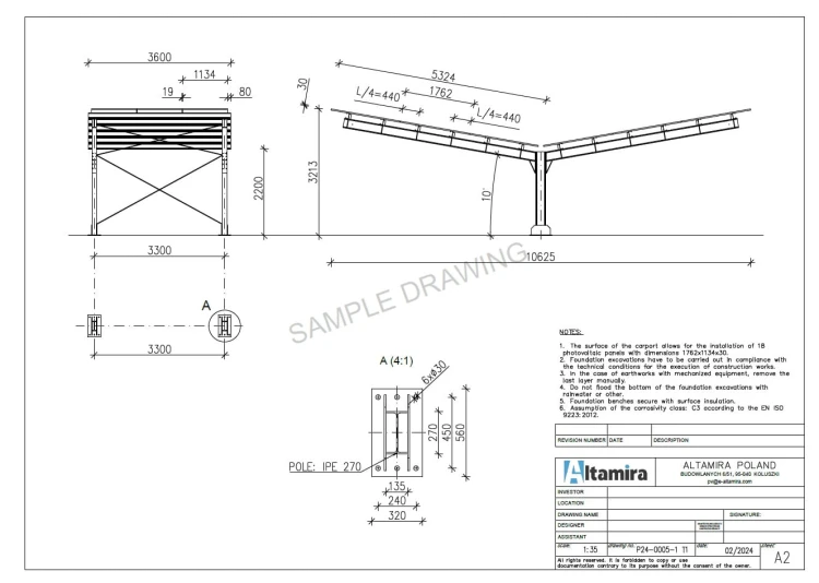 Prístrešok pre auto Fotovoltaická búda pre 2 vozidlá T 11,4m x 3,3m Solárne parkovisko GPV-101-08 (4)