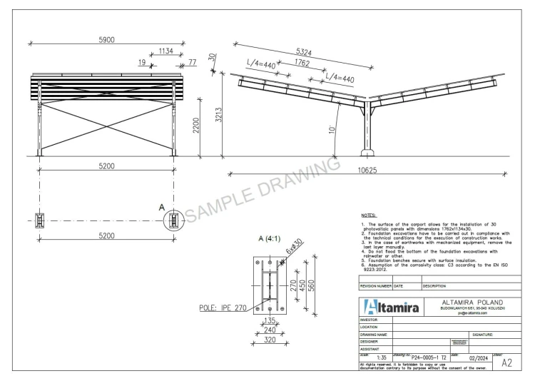 Prístrešok pre auto Fotovoltaická búda pre 4 vozidlá T 11,4m x 5,2m Solárne parkovisko GPV-101-13 (4)