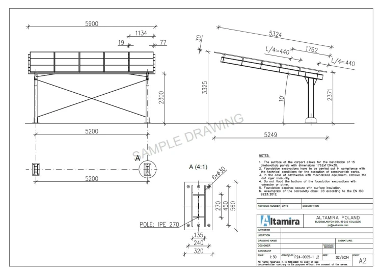 Prístrešok pre auto Fotovoltaická búda pre 2 vozidlá L 5,7m x 5,2m Solárne parkovisko GPV-101-14 (5)