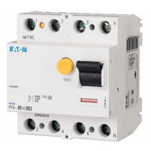 Zvyškový prúdový istič 4P 40A 6kA 100mA typ A PF6-40/4/01-A GPV-401-11