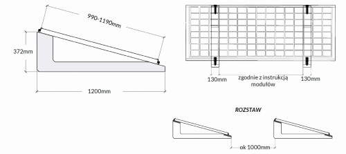 Záťažové systém na horizontálnu montáž FV na plochých strechách SE1200 - paleta 16 kusov GPV-600-03 (2)