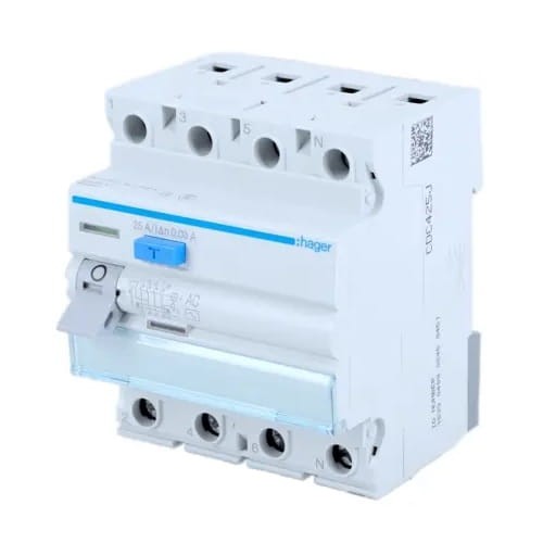 Hager Zvyškový prúdový istič 3P+N 25A 30mA typ AC GPV-401-79