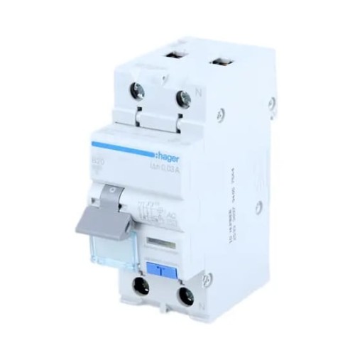 Hager Zvyškový prúdový istič s nadprúdovým zariadením B 16A 1P+N 6kA 30mA typ AC GPV-401-91