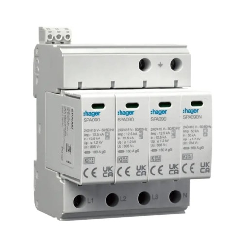 Hager Zvodič prepätia Typ 1+2 (B+C) 4P 50kA 1,2kV GPV-401-101