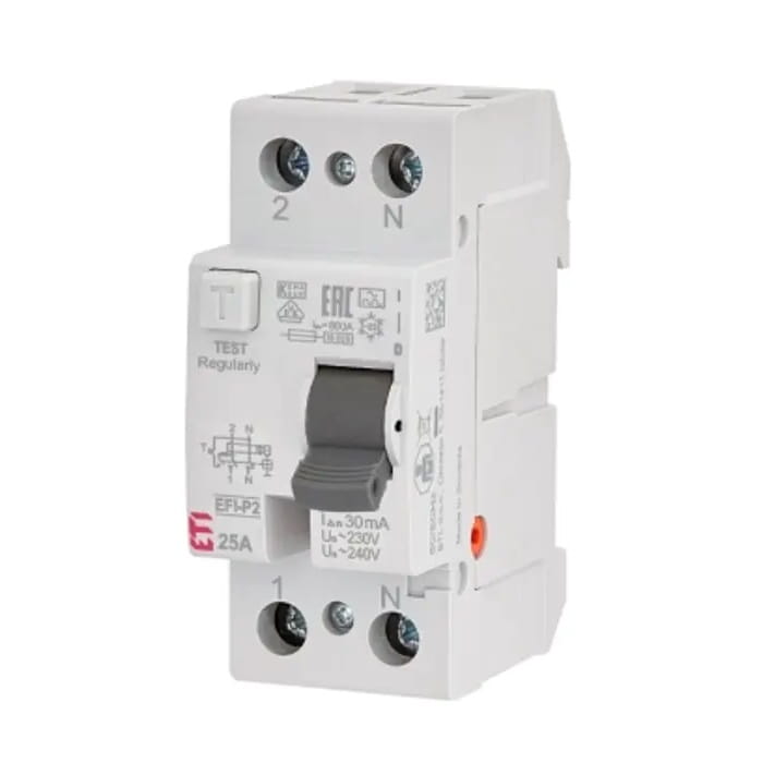 ETI Zvyškový prúdový istič 2P 25A 30mA typ AC GPV-401-104