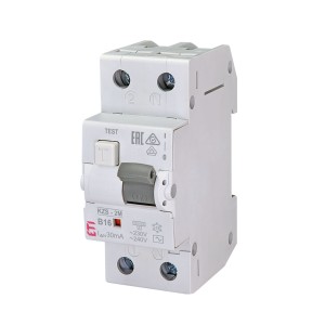 ETI Prúdový chránič s nadprúdovou ochranou B 16A 1P+N 30mA Typ AC