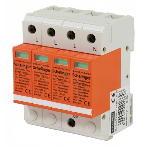 Schelinger Ochrana proti prepätiu 4P 5kA trieda T1+T2 (B+C) GPV-401-25