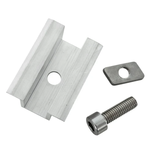 Stredová príchytka H25 L50 surová so skrutkou M8x20 a vložkou pre panely 30 mm PV-04-16 (2)