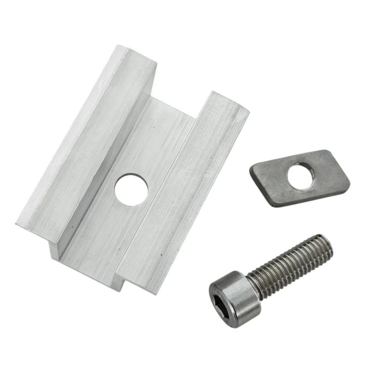 Stredová príchytka H25 L50 surová so skrutkou M8x20 a vložkou pre panely 30 mm PV-04-16 (2)