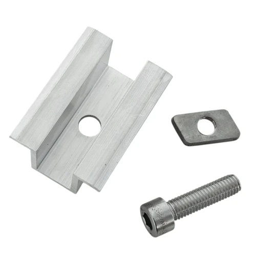 Stredová príchytka H25 L50 surová so skrutkou M8x25 a vložkou pre panely 35 mm PV-04-17 (2)
