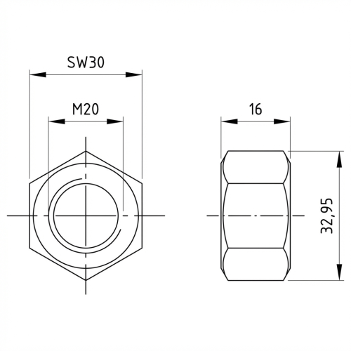 Šesťhranná matica M20 DIN 934 A2-70 000-051 (2)