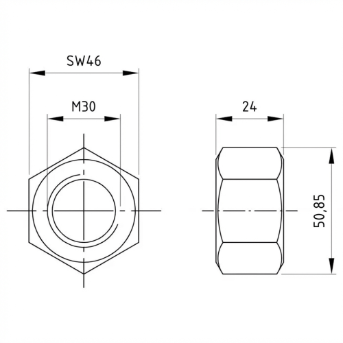 Šesťhranná matica M30 DIN 934 A2-50 000-059 (2)