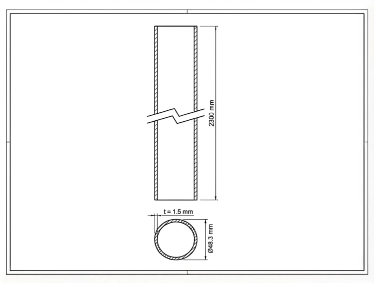 Stĺpik oplotenia Fi 48,3x1,5, dĺžka 2,3 m, grafitový RAL 7016 000-227 (2)