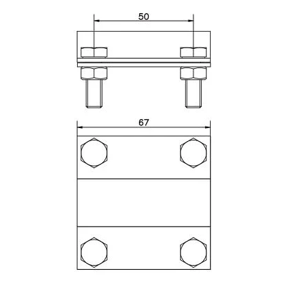 Spojka uzemnenia 2-platničková tyč ; B do 40 mm, fi 20 mm PV-24-03 (2)