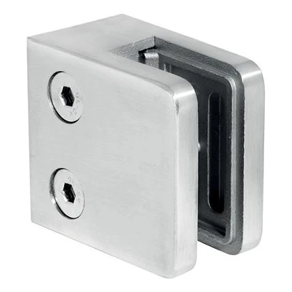 Držiak skla 45x45x26 mm, sklo 6-10,76 mm, AISI 304, plochý systém, satén 000-260 (1)