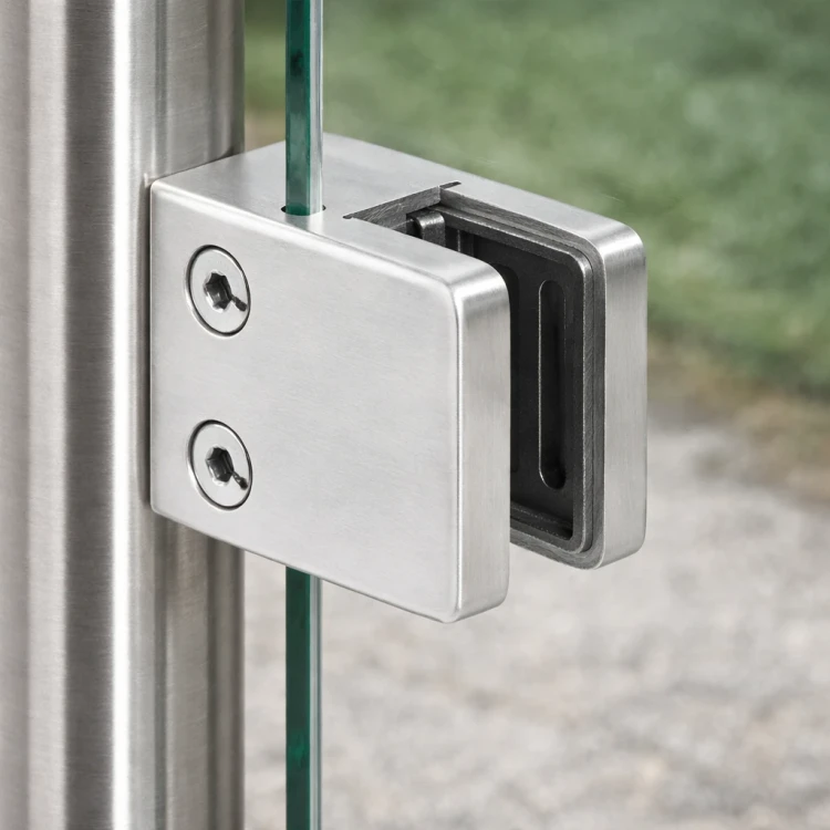 Držiak skla 45x45x26 mm, sklo 6-10,76 mm, AISI 304, plochý systém, satén 000-260 (3)