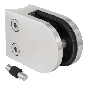 Držiak skla 50x40x26 mm s pinom, sklo 6-10,76 mm, AISI 304, systém 42,4 mm, satén