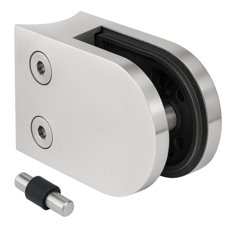 Držiak skla 50x40x26 mm s pinom, sklo 6-10,76 mm, AISI 304, systém 42,4 mm, satén 000-265 (1)