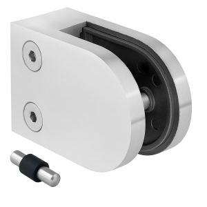 Držiak skla 50x40x26 mm. pin, sklo 6-10,76 mm, AISI 304, plochý systém, satén