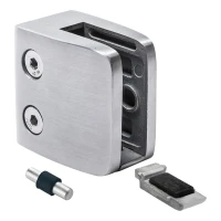 Držiak skla 8-12.76 mm 52x52x32 mm konzola a pin AISI 304 plochý systém satén