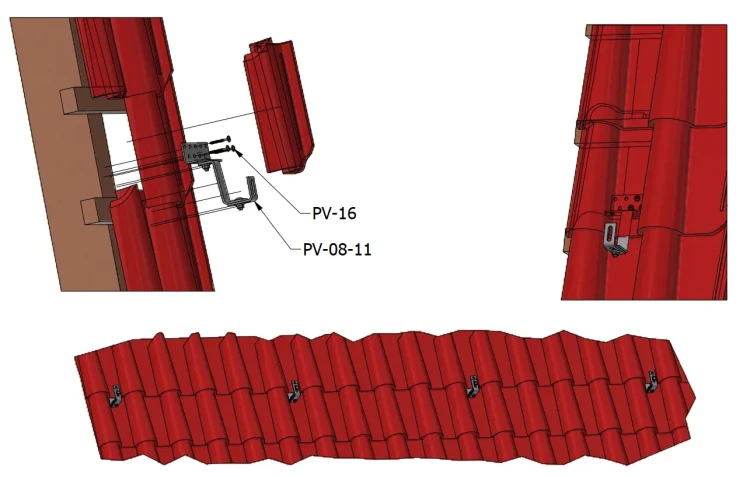Strešný Hák Vario 3x Nastaviteľný Nerezová oceľ 1.4016 - 145mm PV-08-11-H17 (2)