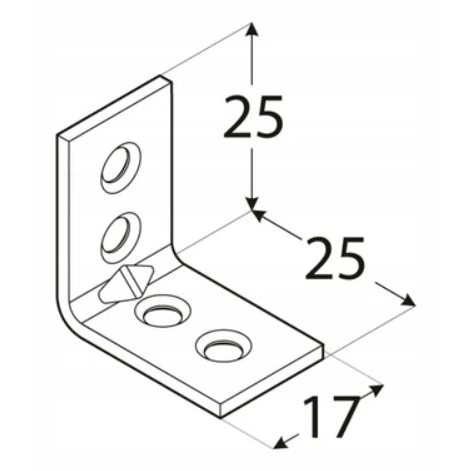 Uholník spojovací montážny KW 1 25x25x17x1,5 mm pozinkovaný 000-346 (3)