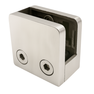 Držiak skla 45x45x26 mm s konzolou pin sklo 6–10,76 mm AISI 304 plochý systém satén