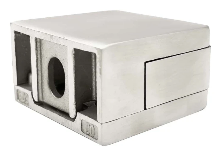 Držiak skla 45x45x26 mm s konzolou pin sklo 6–10,76 mm AISI 304 plochý systém satén 000-268 (3)
