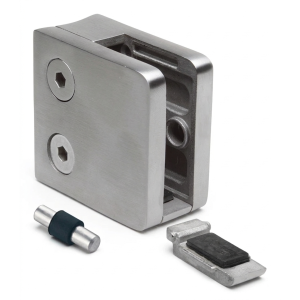 Držiak skla 6-10,76 mm 45x45x26 mm pin AISI 304 systém 42,4 mm satén