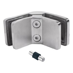 Držiak skla 6–10,76 mm štvorcový 90° pin 53x45x26 mm AISI 304 satén