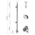 Koncový stĺpik ľavý fi 42,4x1230mm AISI304 bočné upevnenie satén 000-525 (2)
